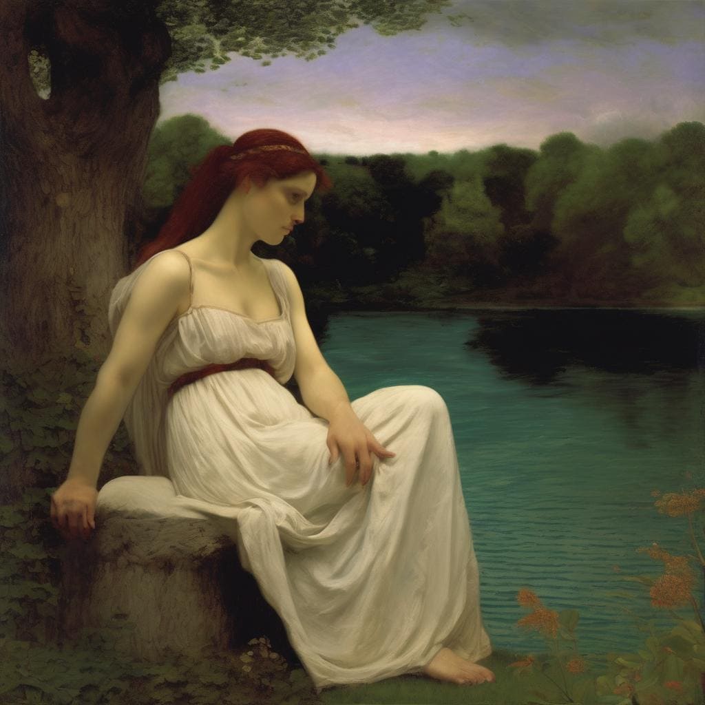 χριστουγεννιάτικη τέχνη, αλληλεπίδραση θεατή και έργου, πίνακας, ζωγραφική, φανταστικό, γυναικεία μορφή, φυσικό τοπίο, παραδοσιακός πίνακας ζωγραφικής.