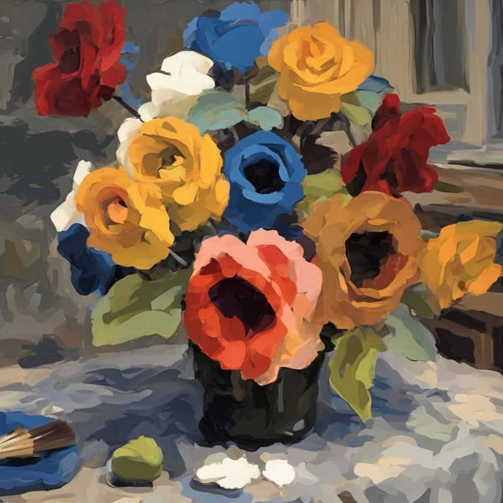 ΖΩΝΑΡΑΣ ΦΛΟΥΤ ΜΕΛΗΜΑΤΑ, Αλληλεπίδραση θεατή και έργου, τέχνη, σύγχρονη ζωγραφική, πορτρέτο με λουλούδια, καλλιτεχνική έκφραση.